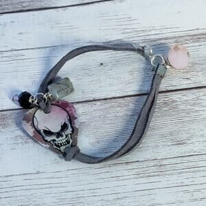 Cord Bracelet with Skull Plectrum Charm